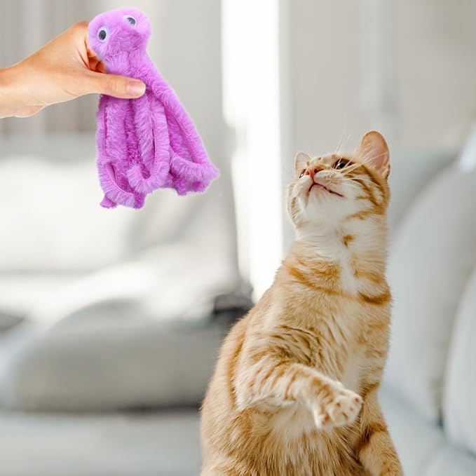 DONGKER Cat Plush Toys,3 PCS Octopus Shaped Cat Teaser Toy with Little Catnip Inside for Kitten Play Halloween Christmas Xmas Party