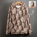 Artsadd Custom Face Unisex athletic Pockets Sweatshirt Loose Hoodie Custom Christmas Long Sleeve Sweatshirt Hooded Pullover