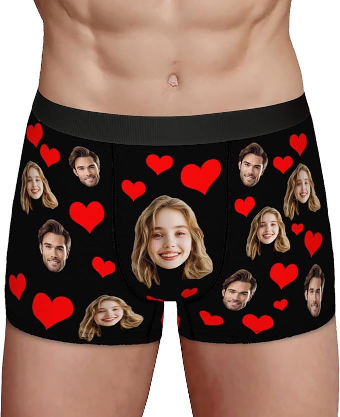 Personalized Underwear for Men with Face Custom Face Boxers Customized Boxer Briefs Funny Gifts for Him Husband Boyfriend