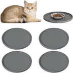 4 PCS Thickened Pet Silicone Food Mat, Nonslip Waterproof Cat Dog Feeding Bowl Mats with Raised Edges for Food and Water Prevent Spills, Round Eating Tray for Floors, Puppy Kitten, 10'' x 10''