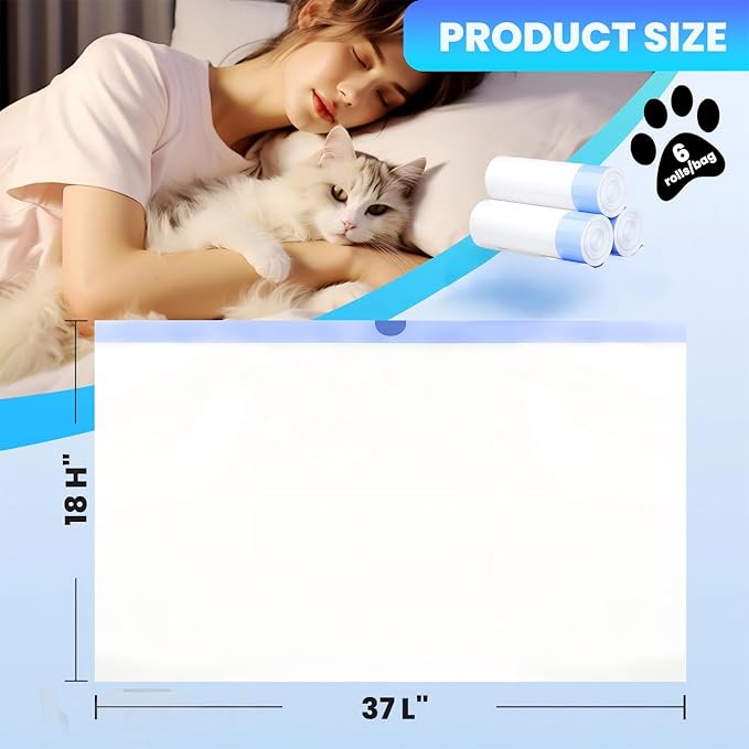 60 Pack Large litter box liners - 3MIL Extra Thick Leakproof Litter Box Liners, 31"x18" Heavy Duty Drawstring Cat Litter Liners, Odor Control Disposable Kitty Litter Bags 6 Roll