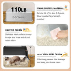 Vivifying Stainless Steel Litter Box, XL Side Entry Extra Large Litter Box with Lid for Big Cats & Kitty, Removable Enclosed Metal Cat Pan with High Sided Enclosure, Scoop, Mat, Footboard (Black)