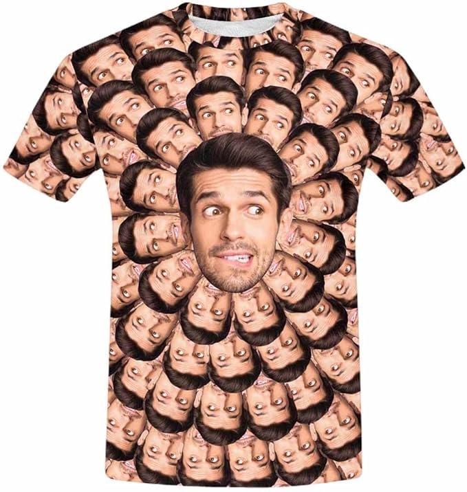 M YESCUSTOM Custom Funny Tshirts for Men Women Personalized Face Tshirt with Picture Customized Tee Gift for Dad Mom Husband