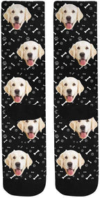 MyPupSocks Custom Personalized Photo Pet Face Socks, Cat and Dog Tracks Paws Bones Crew Socks with Picture for Men Women