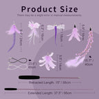 SONGWAY Cat Wand Toys for Indoor Cats - Cat Toy Set with Retractable Teaser Wand and 6 PCS Fairy Feather Toy Refills, Dragonfly Tassel Cat Toys Interactive, Purple