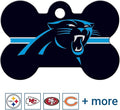 GoTags Personalized Carolina Panthers Dog Tag, Brass Metal Bone Shape Pet ID Tag Engraved with Name and Custom Text, Every NFL Football Team Pet Apparel (Large)