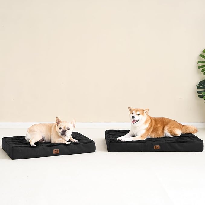EHEYCIGA Waterproof Dog Bed Orthopedic 30"x20", Memory Foam Pet Bed for Medium Dogs, Washable Pet Mat with Removable Cover, Black