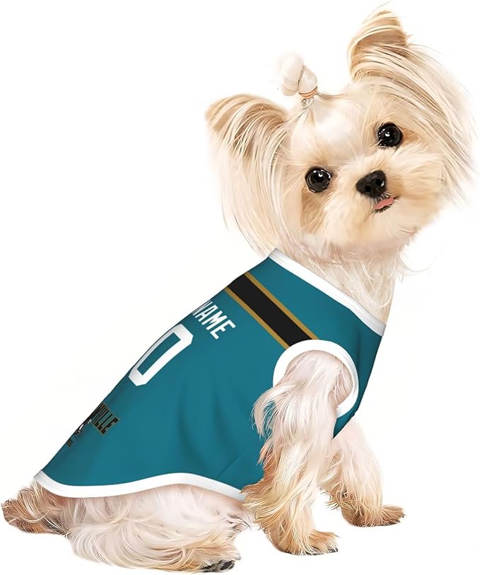 Jacksonville Dog Clothes Jersey Pet Jersey Customized Any Name & Number S-5XL for Small Middle and Big Dogs
