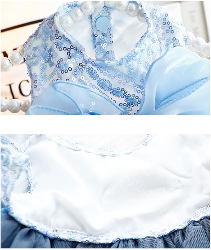 Fashion Sweet Puppy Dog Blingbling Princess Skirt Pet Dog Lace Cake Camisole Tutu Dress E-Navy XL