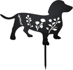 Dog Garden Stake - Unique Gift for Dog Lovers, Black Metal Outdoor Decor, Durable Yard Art Statue (Dachshund)