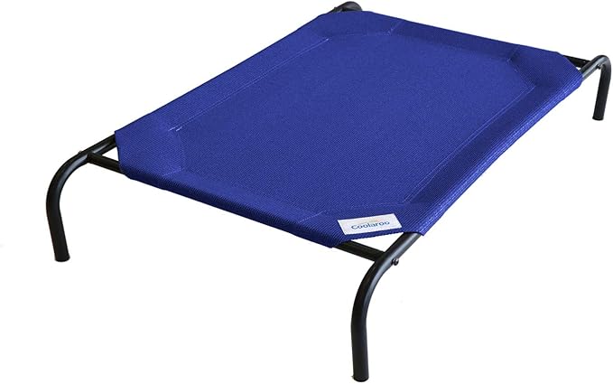 Coolaroo Original Elevated Dog Bed - Breathable Off-The-Ground Pet Bed with Cooling Fabric, Joint Relief & Moisture-Resistant Fabric, 100% Recyclable, Easy Clean, Aquatic Blue, Large