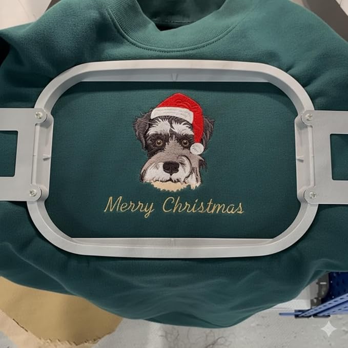 COUPLEHOODIES Custom Pet Christmas Sweatshirt – Embroidered Cat or Dog Portrait Unique Pet for Dog Moms or Family