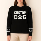 Custom Dog Knit Sweater for Women Personalized Pet Paw Print Pullover Dog Mom Gift Christmas for Pet Lovers