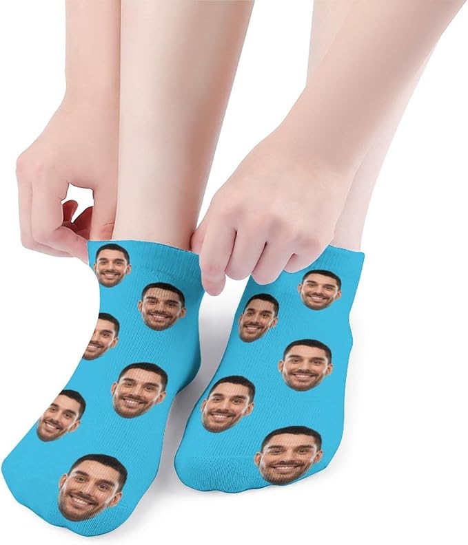 Personalized Ankle Socks with Face Custom Photo Socks Low Cut Ankle Socks Athletic Socks Valentine's Day Gifts for Women Men