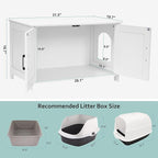 Homhedy Cat Litter Box Enclosure, Wooden Cat Washroom Furniture with Barn Door, Pet House, Fit Most of Litter Box, White