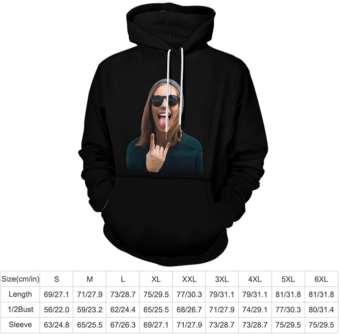 Artsadd Custom Face Unisex athletic Pockets Sweatshirt Loose Hoodie Custom Christmas Long Sleeve Sweatshirt Hooded Pullover