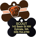 GoTags Personalized Cleveland Browns Dog Tag, Brass Metal Bone Shape Pet ID Tag Engraved with Name and Custom Text, Every NFL Football Team Pet Apparel (Large)