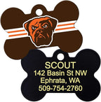 GoTags Personalized Cleveland Browns Dog Tag, Brass Metal Bone Shape Pet ID Tag Engraved with Name and Custom Text, Every NFL Football Team Pet Apparel (Large)