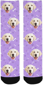 MyPupSocks Custom Personalized Photo Pet Face Socks, Cat and Dog Tracks Paws Bones Crew Socks with Picture for Men Women