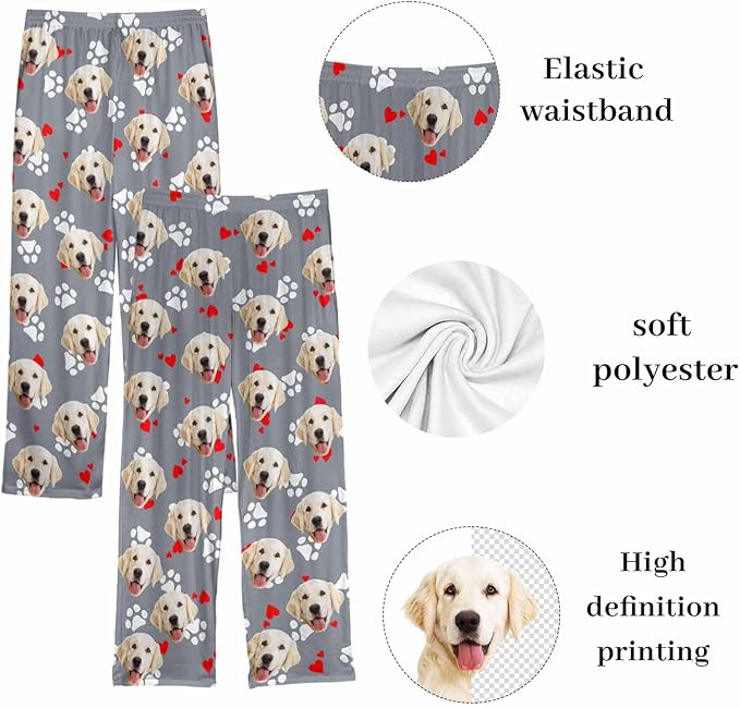 Custom Couple Pajama Pants Sock with Funny Face, Personalized PJ Anniversary Birthday Women Men Pants