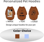 Custom Dog Hoodie, Personalized Sweatshirt with Photo Text Name Logo, Customized Hooded Sweater for Small Medium Large Dogs & Cats (Coffee, X-Large)
