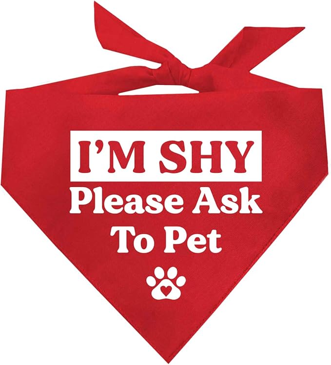 I'm Shy Please Ask to Pet Dog Bandana (Red, XS 590)