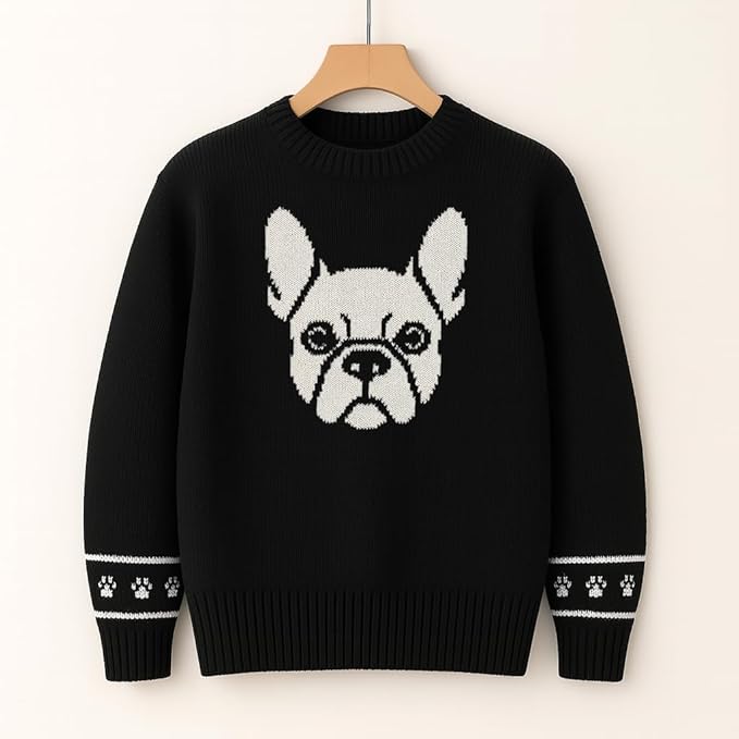 Custom Dog Knit Sweater for Women Personalized Pet Paw Print Pullover Dog Mom Gift Christmas for Pet Lovers