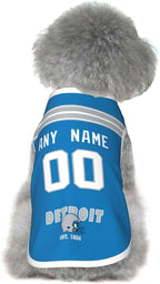 Detroit Dog Clothes Jersey Pet Jersey Customized Any Name & Number S-5XL for Small Middle and Big Dogs