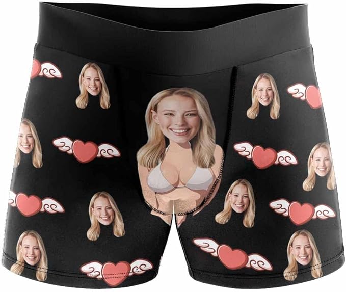 M YESCUSTOM Custom Faces Funny Short Briefs Gift for Husband Underwear