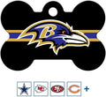 GoTags Personalized Baltimore Ravens Dog Tag, Brass Metal Bone Shape Pet ID Tag Engraved with Name and Custom Text, Every NFL Football Team Pet Apparel (Large)