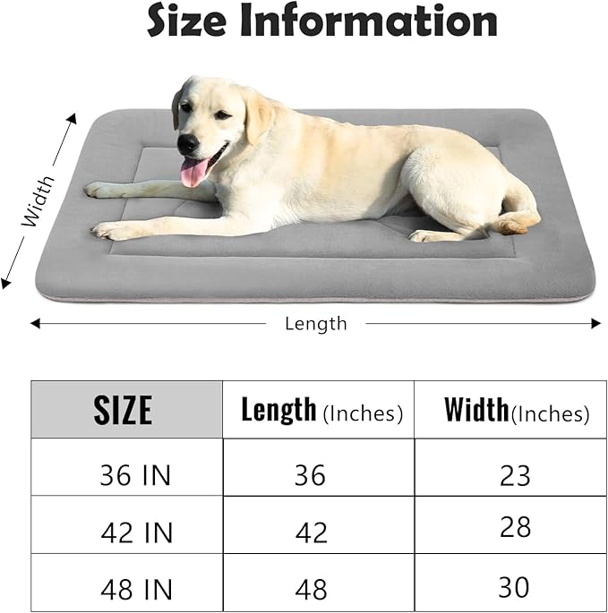 JoicyCo Large Dog Bed Soft Dog Crate Pad Mat 42 in Non-Slip Bottom Washable Dog Sleeping Mattress Pet Beds Cat Beds Kennel Pads