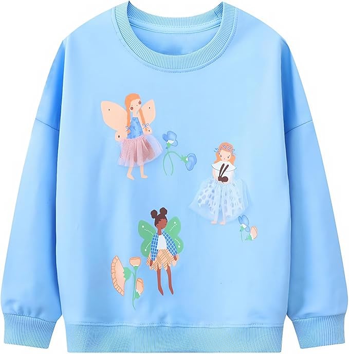 RETSUGO Toddler Baby Girls Sweatshirts Casual Pullover Crewneck Winter Long Sleeve Tops Shirts Clothes 3T-8T
