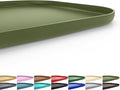 Silicone Pet Feeding Mat with Raised Edge for Food and Water, Dog Bowl Mats, Cat Bowls Placemat with High Lip for Floor Waterproof, Rubber Tray for Cats and Dogs 22 x 14 x0.8 Light Olive Green