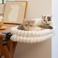 CHEERPALS Cat Desk Bed with Reversible Cushion, 90°Foldable Cat Hammock for Desk Mounted, Suitable for Medium-to-Large Cats and Puppy, Clowd Series(White, Large)