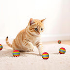 Cat Toys for Indoor Cats, Cat Toys Balls, 20 Packs Interactive Cat Toy Set with Colorful Bell, Jingle Bell, Rainbow, Pompom and Sisal Ball for Kittens