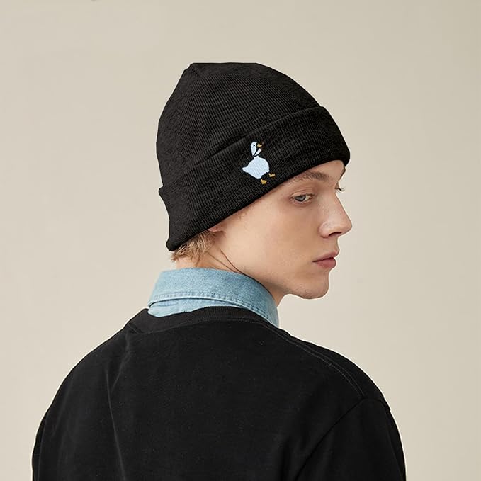 Funny Beanies Warm Knit Hats Fall Winter Black Hip Pop Knit Hat Cap for Women Men