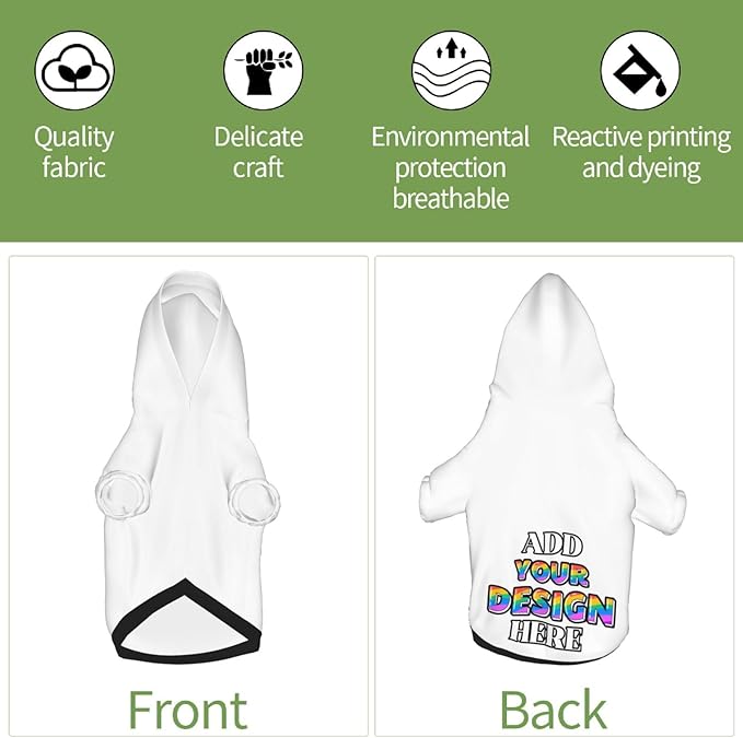 Custom Dog Hoodie Personalized Dog Sweatshirt, Dog Clothes for Small Dogs Customizable, White, XXL, Ropa para Perros Pequeños Customized Pets Puppy Clothes, Personalized Gifts