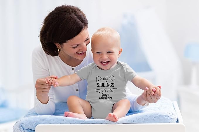 AW Fashions My Siblings Have Whiskers Baby Bodysuit Funny Cute Infant Outfit Romper Clothing Boys Girls