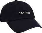 Cat Mom & Dad Hats for Proud Cat Parents | for Men & Women | Embroidered Text - Adjustable Fit - 100% Cotton