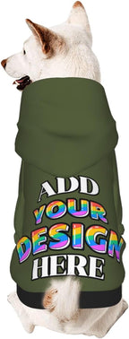 Dog Hoodie Design Your Own Personalized Pet Hoodies Small Pets Wear Shirt Customized Dog Clothes Custom Hooded Sweatshirt Pullover Text Image Dogs Puppy Cat and Kitten, Army Green, XL,