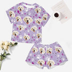 D-Story Custom Short Pajama Set with Pet Face Personalized Photo Sleepwear 2 Pieces Pjs Nightwear Xmas Gift for Women