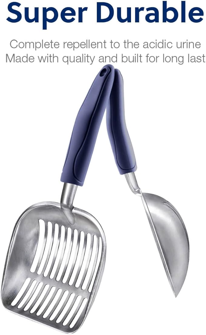 WePet Cat Litter Scoop, Aluminum Alloy Sifter, Kitty Metal Scooper, Deep Shovel, Long Handle, Poop Sifting, Kitten Pooper Lifter, Durable, Heavy Duty, for Litter Box