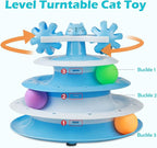 UPSKY Cat Toy Roller 4-Level Turntable Cat Toy Balls with Three Colorful Balls and Bell Ball X Turntable Interactive Kitten Fun Mental Physical Exercise Puzzle Toys