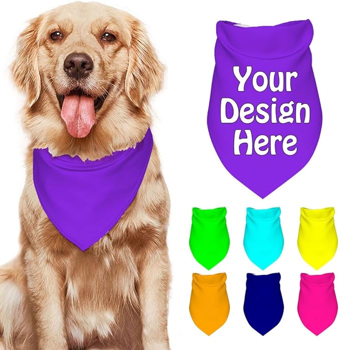Custom Pet Bandana Add Your Own Picture Image Text Logo Personalized Name Dog Scarf Customized Triangular Head Scarf for Small Medium Large Dogs Cats Pets, BlueViolet