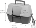 IRIS USA Corner Cat Litter Box Enclosure with Scoop, Small Cat Litter Box with Lid, Corner Litter Box Enclosure for Kittens to Medium Sized Cats, Odor Defensive Hooded Litter Tray, Dark Gray