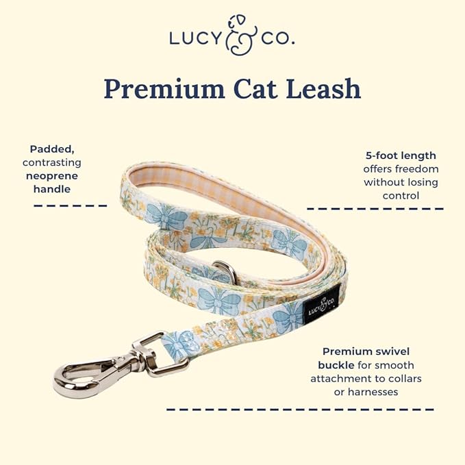 Lucy & Co. Sunshine and Daffodils Step-in Cat Harness and Leash Set Bundle, Reflective, Breathable & Adjustable Harness for Cats, Kittens & Small Dogs, Lightweight & Secure, Small