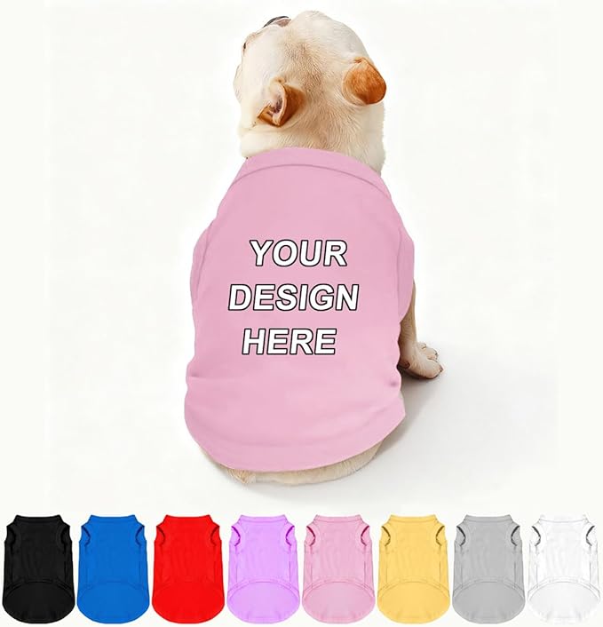 Customized Dog Shirt Custom Pet Clothes T Shirts for Small to Large Dogs Design Image Logo Text Outfits for Puppy Cat Personalized Breathable Sleeveless Pullover Light-Pink, XXL