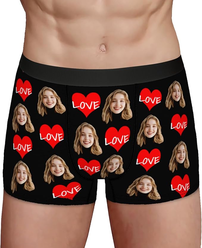 Personalized Underwear for Men with Face Custom Face Boxers Customized Boxer Briefs Funny Gifts for Him Husband Boyfriend