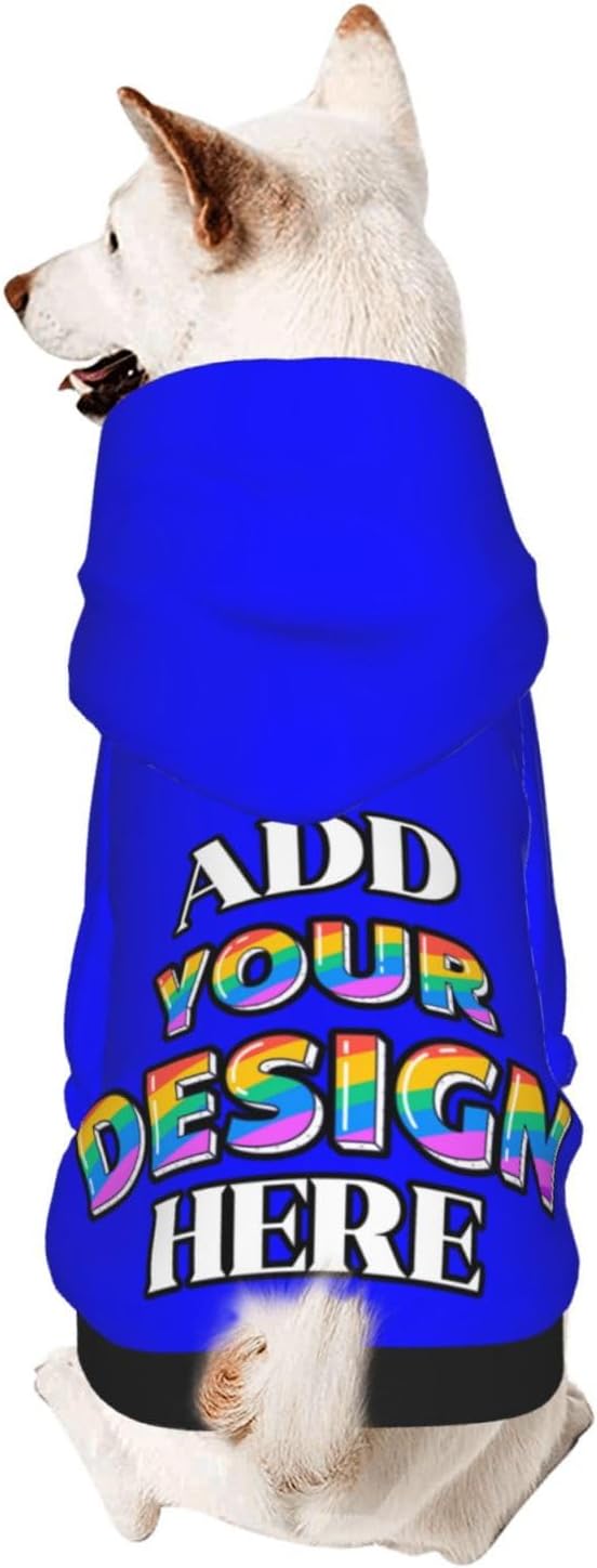 Dog Hoodie Design Your Own Personalized Pet Hoodies Small Pets Wear Shirt Customized Dog Clothes Custom Hooded Sweatshirt Pullover Text Image Dogs Puppy Cat and Kitten, Blue, XL,