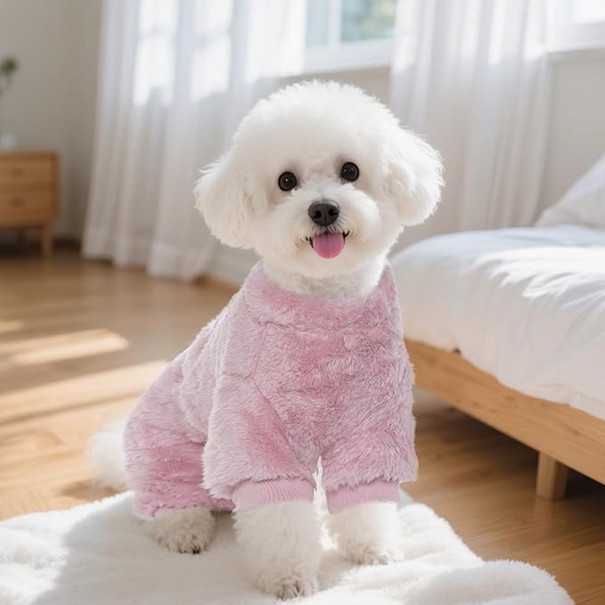 Plush Dog Pajamas Cute Warm Puppy Crown Pajamas Warm Kitten Winter Jumpsuit Clothes for Small Dogs Cats Girl(S)